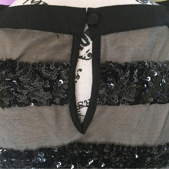 INC International Concepts Sequin Striped Sheer Halter Blouse Nylon Black XS - Picture 3 of 16